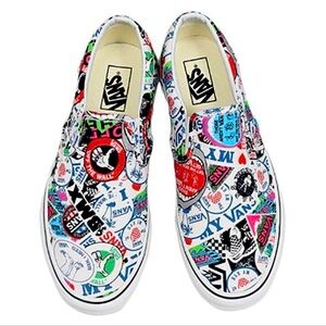 VANS sticker mash up all over print classic slip on shoes